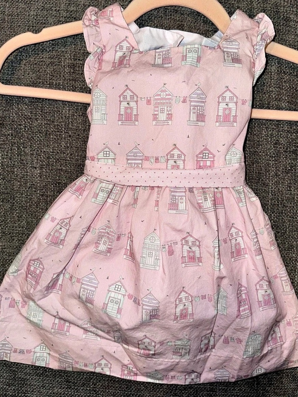 Florence Eiseman Girls Pink House Print Dress Size 2T